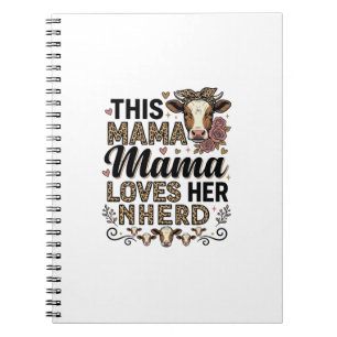 Cuaderno Mamá Ama a su Manada Diseño de Camiseta de Vaca Vi