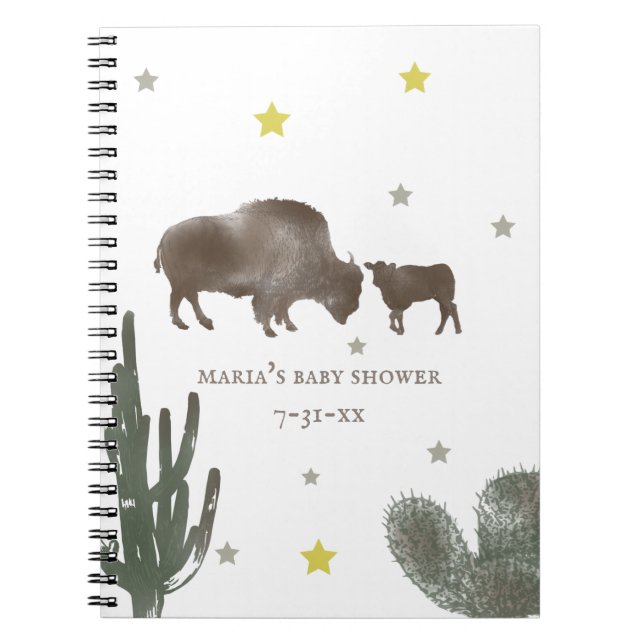 Cuaderno Mama Baby Buffalo Cactus Boy Invitado Baby Shower (Frente)
