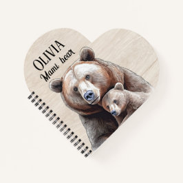 Cuaderno Mama Bear Heart-Shaped Personalized Notebook