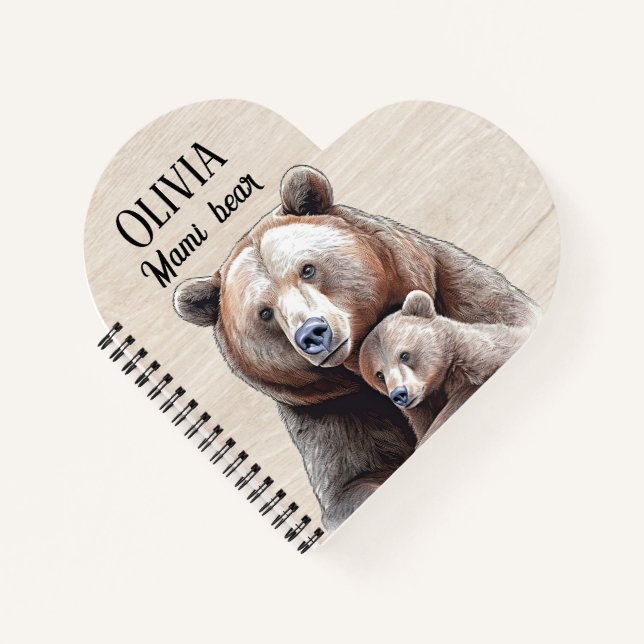 Cuaderno Mama Bear Heart-Shaped Personalized Notebook (Anverso)