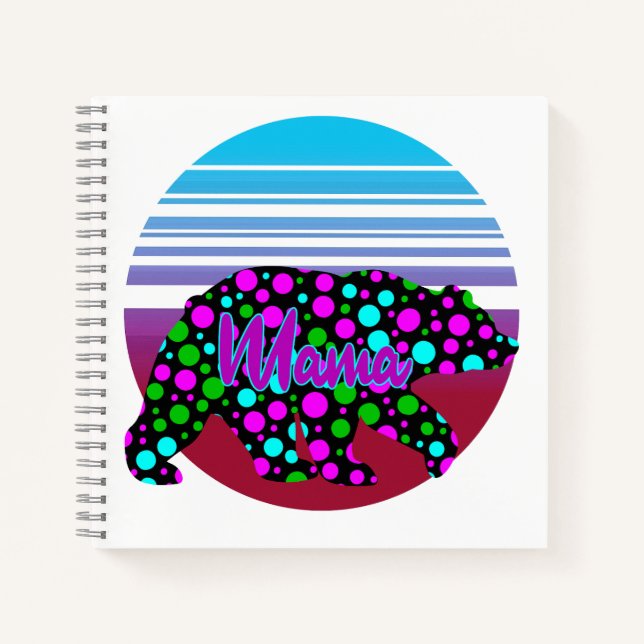 Cuaderno Mama Bear Sunset Polka Dots Happy Mothers Day (Anverso)