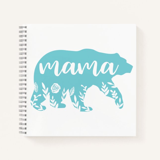 Cuaderno Mama Bear Turquoise Flowers Journal (Anverso)