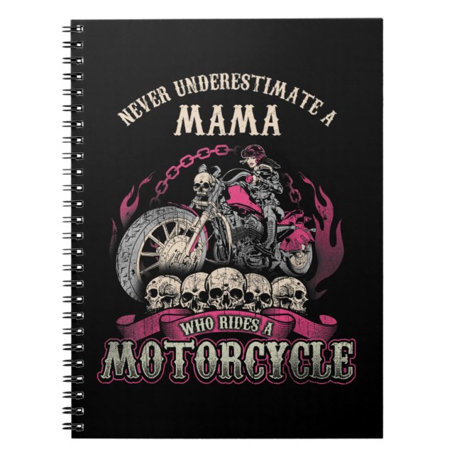 Cuaderno Mama Biker Chick Lady nunca subestima la moto (Frente)