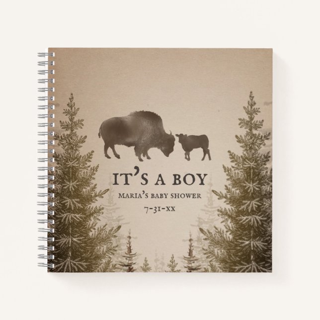 Cuaderno Mama Buffalo Evergreen Boy Baby Shower (Anverso)