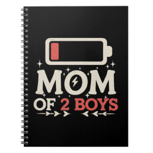 Cuaderno Mamá de 2 niños baja batería divertido día de la m