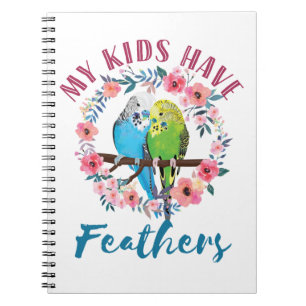 Cuaderno Mamá de Budgie Parakeet Mis hijos tienen plumas