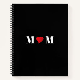 Cuaderno Mamá de mamá corazón rojo negro moderno elegante l