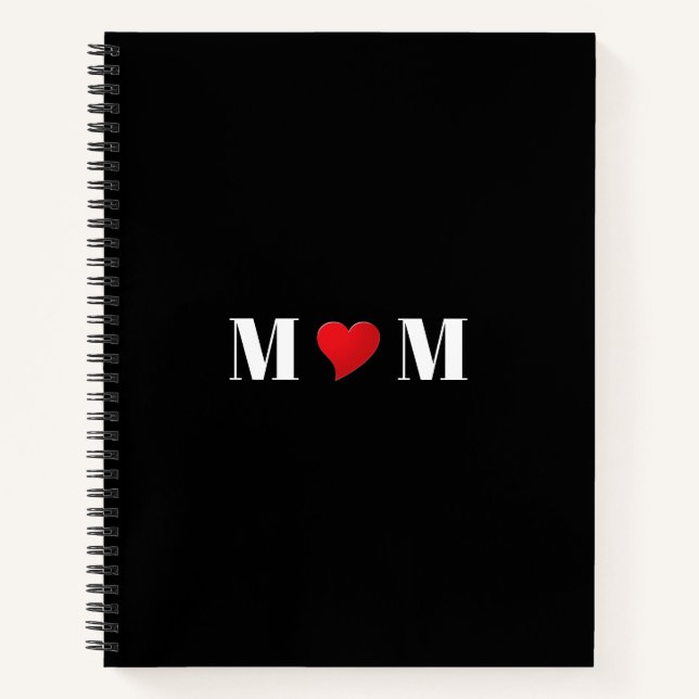 Cuaderno Mamá de mamá corazón rojo negro moderno elegante l (Anverso)