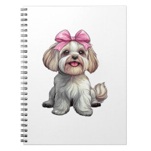 Cuaderno Mamá de perro Havanés con lazo Coquette niña rosa