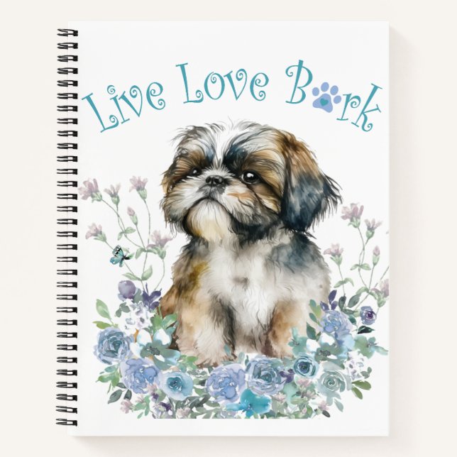 Cuaderno Mamá de Shih Tzu Floral (Anverso)