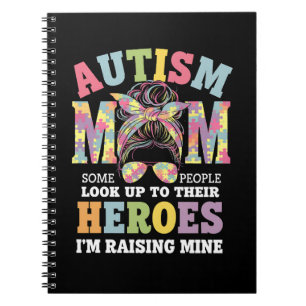 Cuaderno Mamá del autismo criando héroe pelo despeinado aut