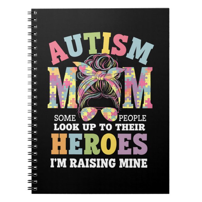 Cuaderno Mamá del autismo criando héroe pelo despeinado aut (Frente)
