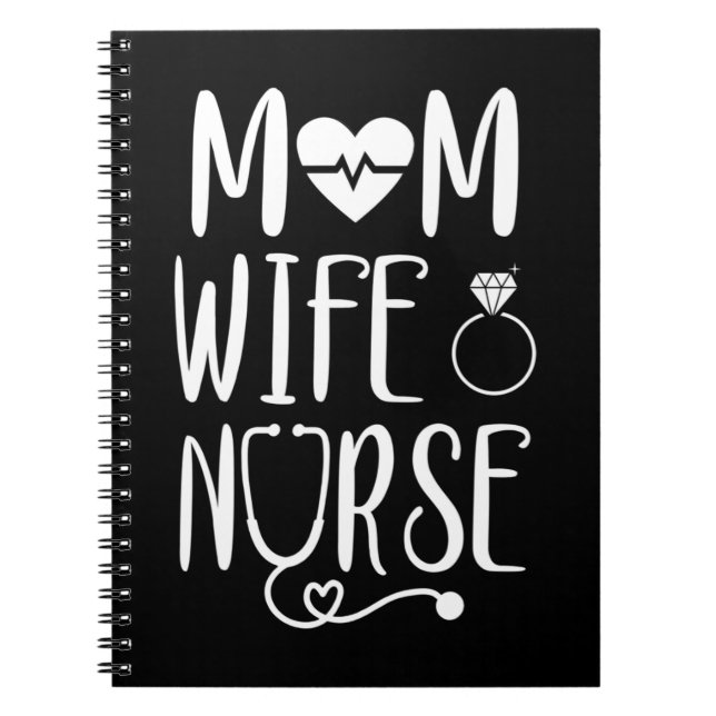 Cuaderno Mamá Esposa Enferma la camiseta con letra dibujada (Frente)