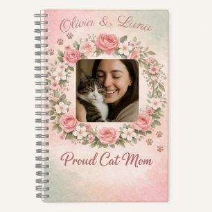 Cuaderno Mamá Gata Personalizada con Foto y Nombre Floral