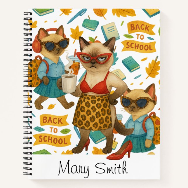 Cuaderno Mamá Gata  Tema de Regreso a la Escuela para amant (Anverso)