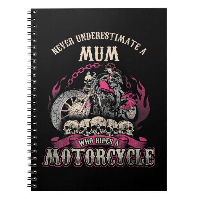 Cuaderno Mamá Mamá Biker Chick Lady Nunca Subestima Motor (Frente)