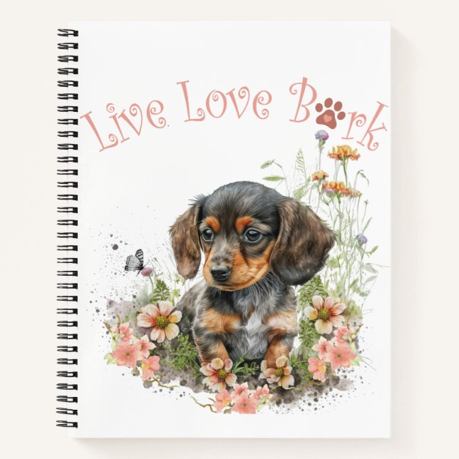 Cuaderno Mamá Perro Dachshund Floral (Anverso)