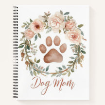 Mamá Perro Estampa de Pata Floral Acuarela Persona
