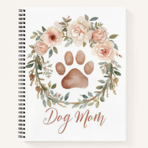 Cuaderno Mamá Perro Estampa de Pata Floral Acuarela Persona