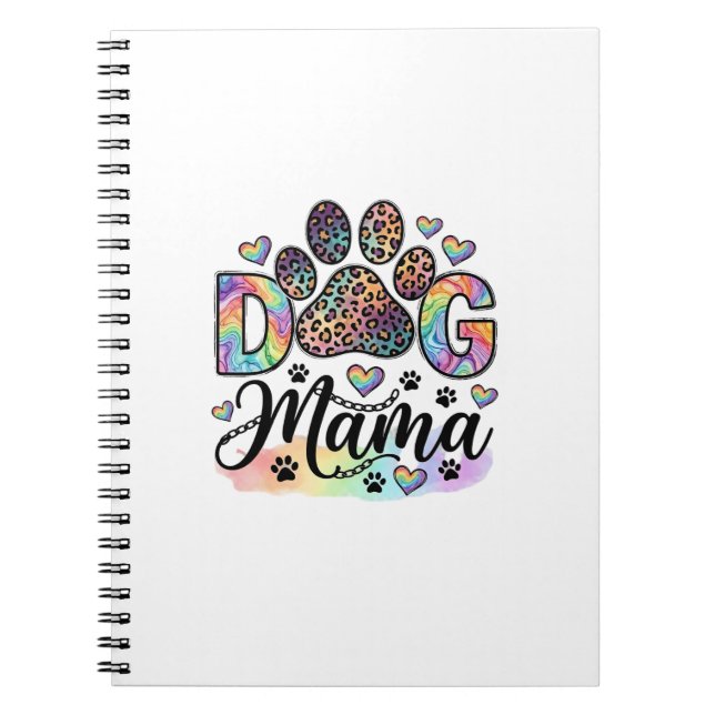 Cuaderno Mama Perro Pata Leopardo Arcoíris Acuarela Corazon (Frente)