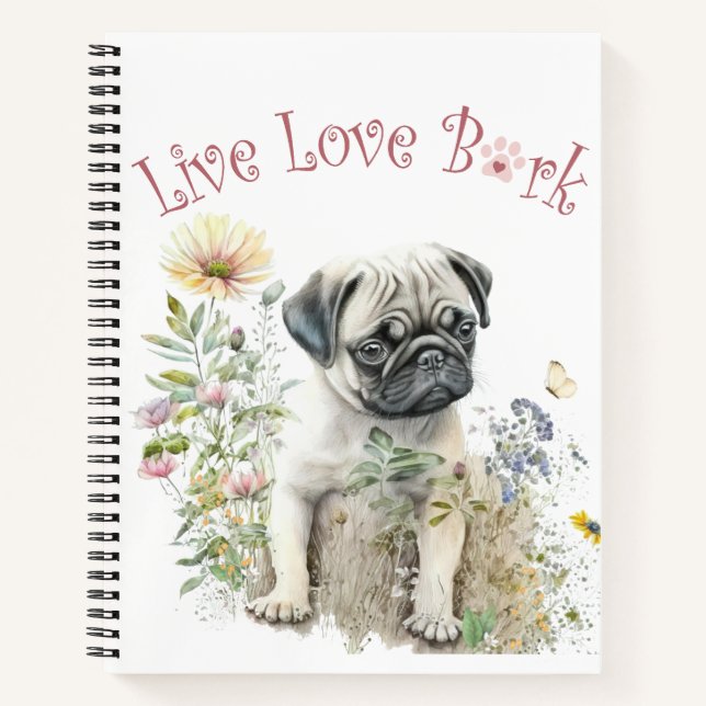 Cuaderno Mamá Perro Pug Floral (Anverso)