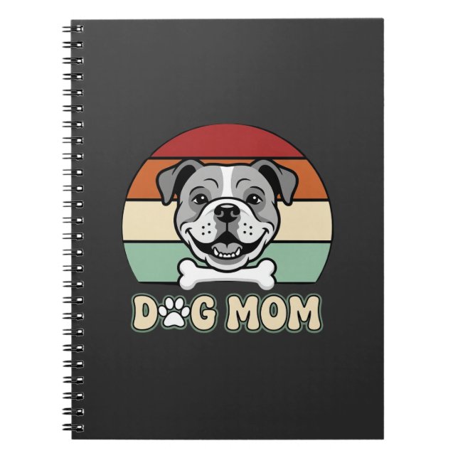 Cuaderno Mamá Perro Retro Vector Bulldog (Frente)