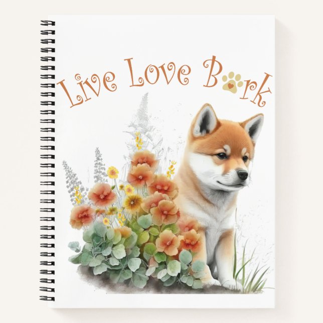 Cuaderno Mamá Perro Shiba Inu Floral (Anverso)