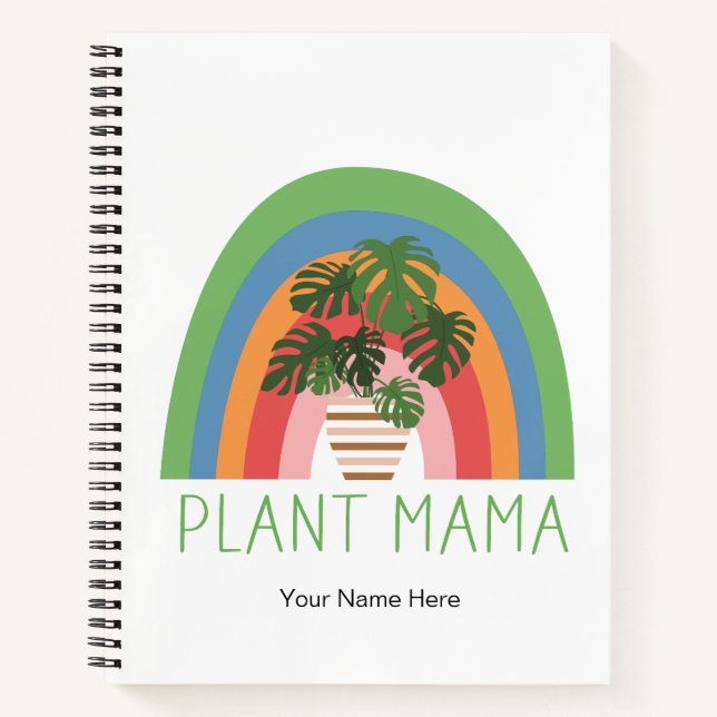 Cuaderno Mamá Planta Boho Arcoíris Jardín Hojas de Monstera (Anverso)