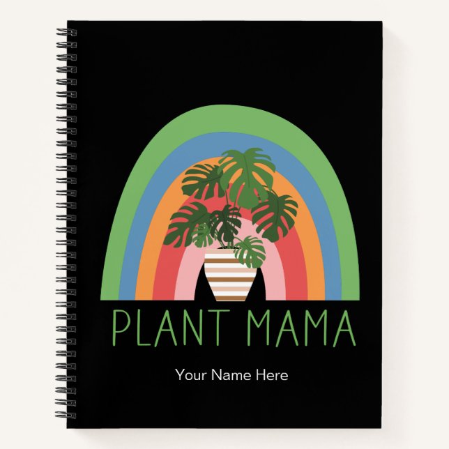 Cuaderno Mamá Planta Boho Jardín Arcoíris Hojas de Monstera (Anverso)