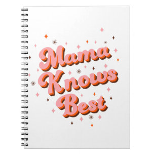 Cuaderno Mamá Sabe Mejor Letra Retro Rosa Marrón