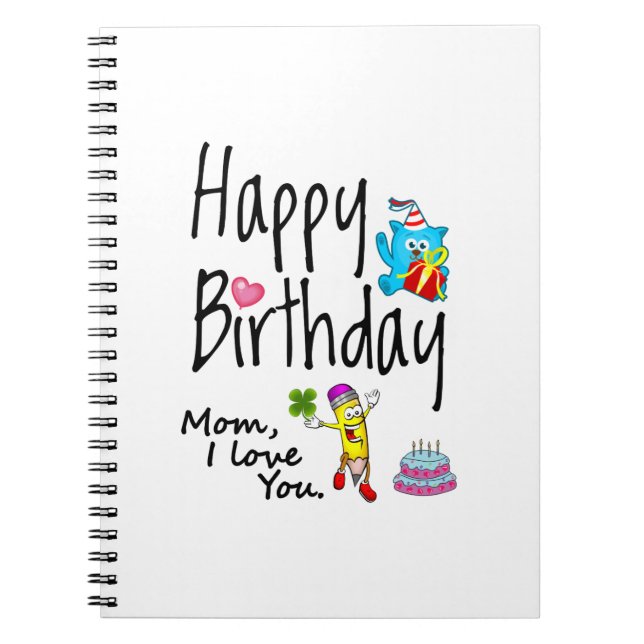 Cuaderno Mamá, te amo. Feliz cumpleaños. (Frente)