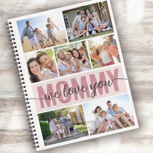 Cuaderno Mamá te queremos Collage de fotos rosado 7 fotos