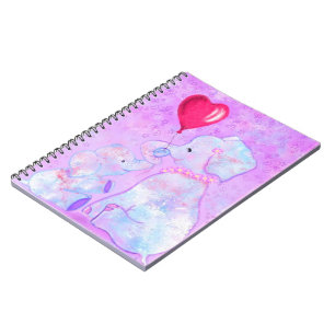 Cuaderno Mamá y bebé elefantes: agrega tu imagen / nombre