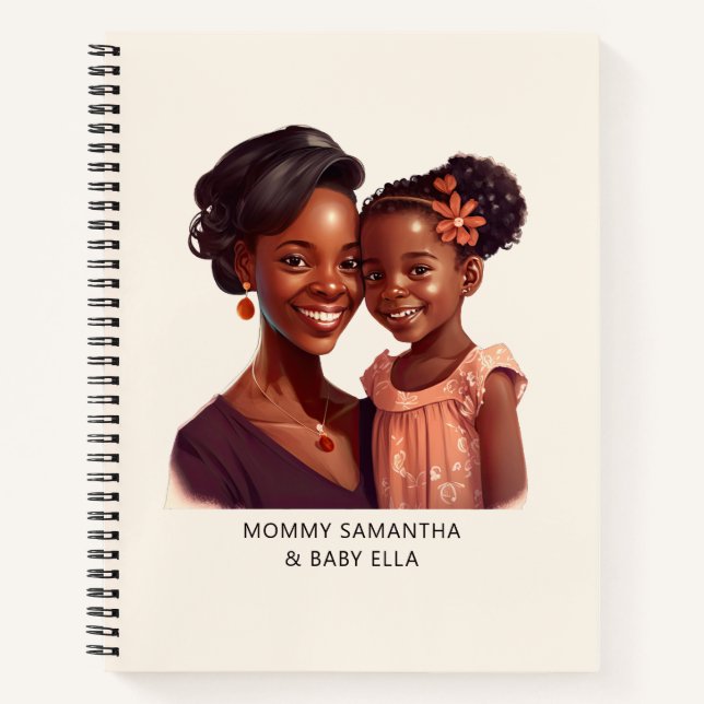 Cuaderno Mamá y hija negras personalizadas (10) (Anverso)
