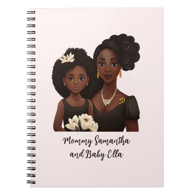 Cuaderno Mamá y hija negras personalizadas (6) (Frente)