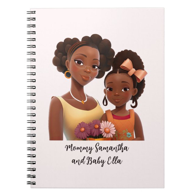 Cuaderno Mamá y hija negras personalizadas (7) (Frente)