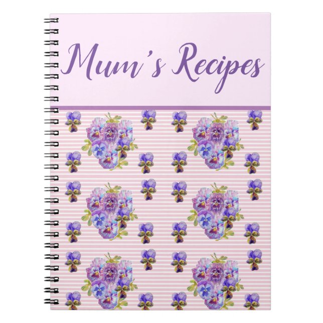 Cuaderno Mamáes Recetas Pansy Shabby Flor Purple Floral (Frente)