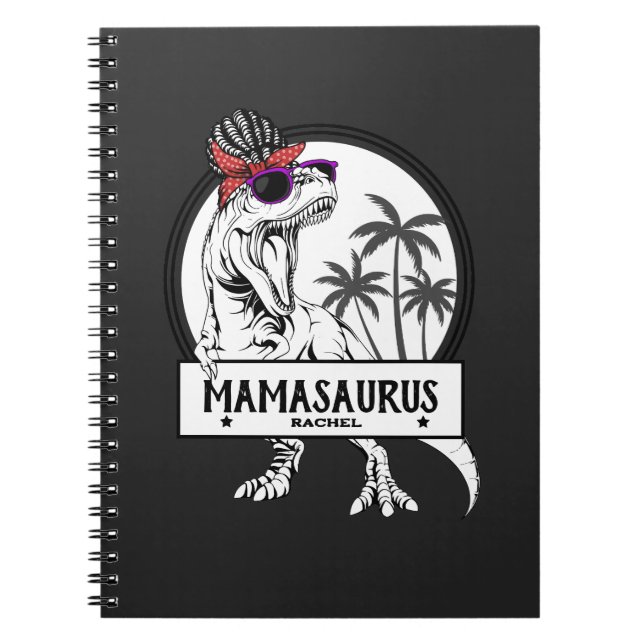Cuaderno Mamasaurus Mom T rex Dino Funny Nombre personaliza (Frente)