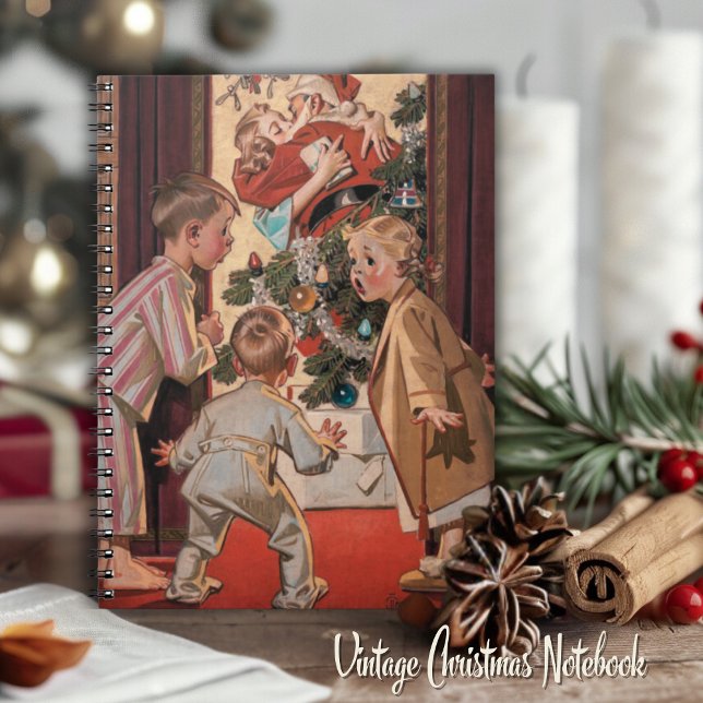 Cuaderno Mami Kissing Santa Claus Vintage Ilustracion (Mommy Kissing Santa Claus Vintage Illustration Notebook)