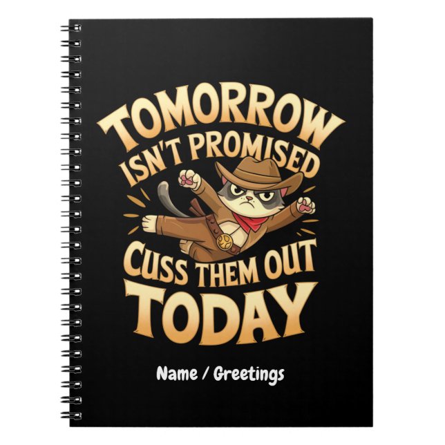 Cuaderno Mañana no está prometido, agárrenlos hoy (Frente)