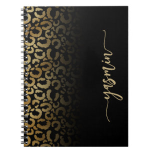 Cuaderno Mancha de leopardo dorado negro con firma personal