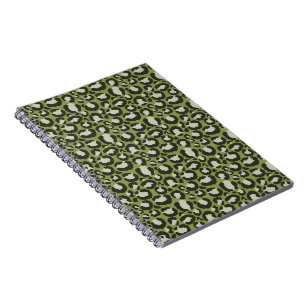Cuaderno Manchas de leopardo glamorosas verde musgo estampa