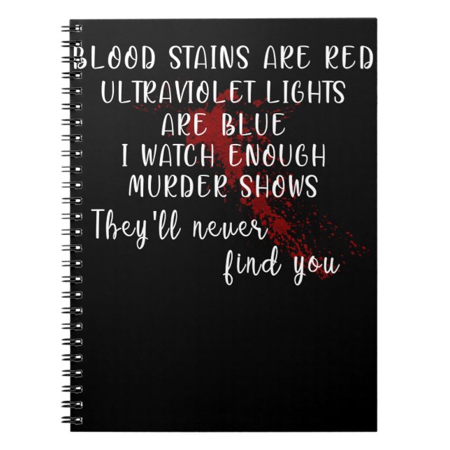 Cuaderno manchas de sangre son rojas, luces ultravioletas s (Frente)