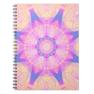 Cuaderno Mandala abstracta retro digital. Flor brillante. B