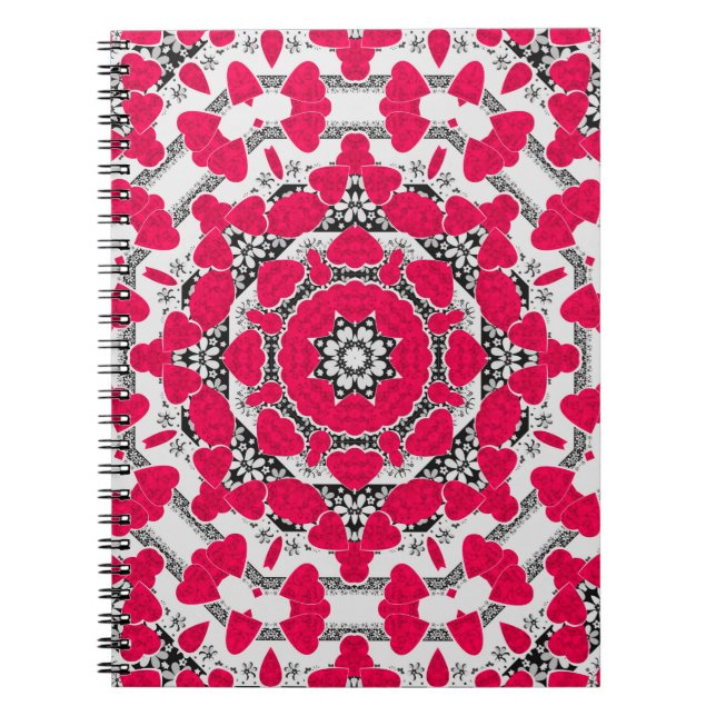 Cuaderno Mandala abstracta sin inconvenientes corazones ori (Frente)
