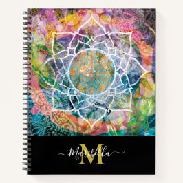 Cuaderno Mandalá Arte de Medios Mixtos Bohemio Personalizad