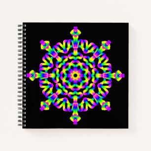 Cuaderno *~* Mandala azul neón rosado en negro