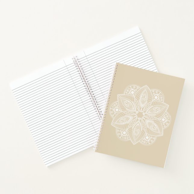 Cuaderno Mandala blanca exótica con fondo beige (Interior)