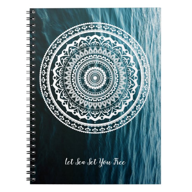 Cuaderno Mandalá Blanco Deja que el mar te libere (Frente)