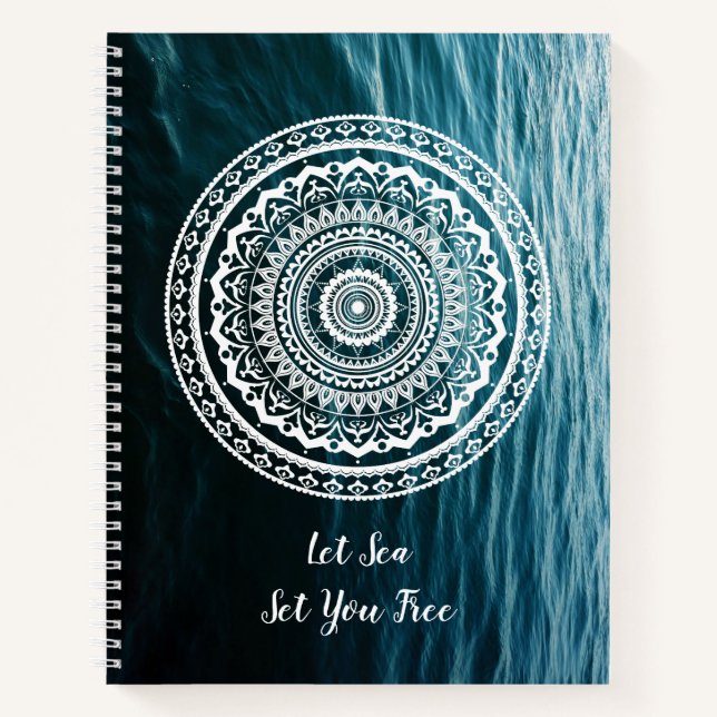 Cuaderno Mandalá Blanco Deja que el mar te libere (Anverso)